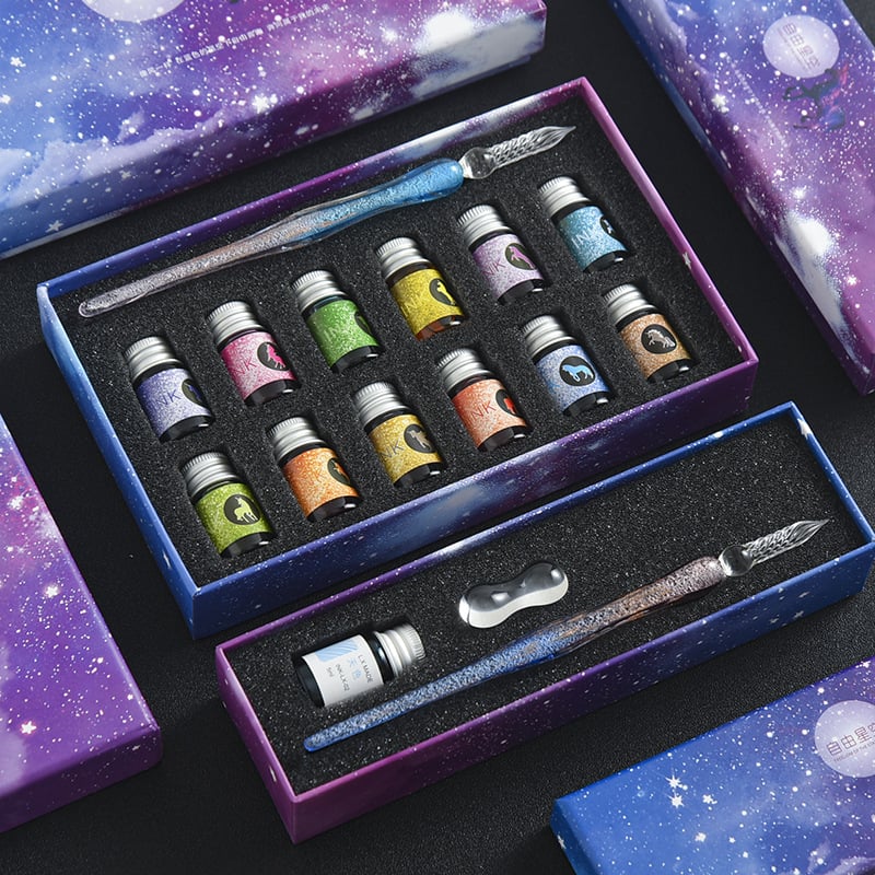 2023 Calligraphy Glass Dip Pen Ink Set