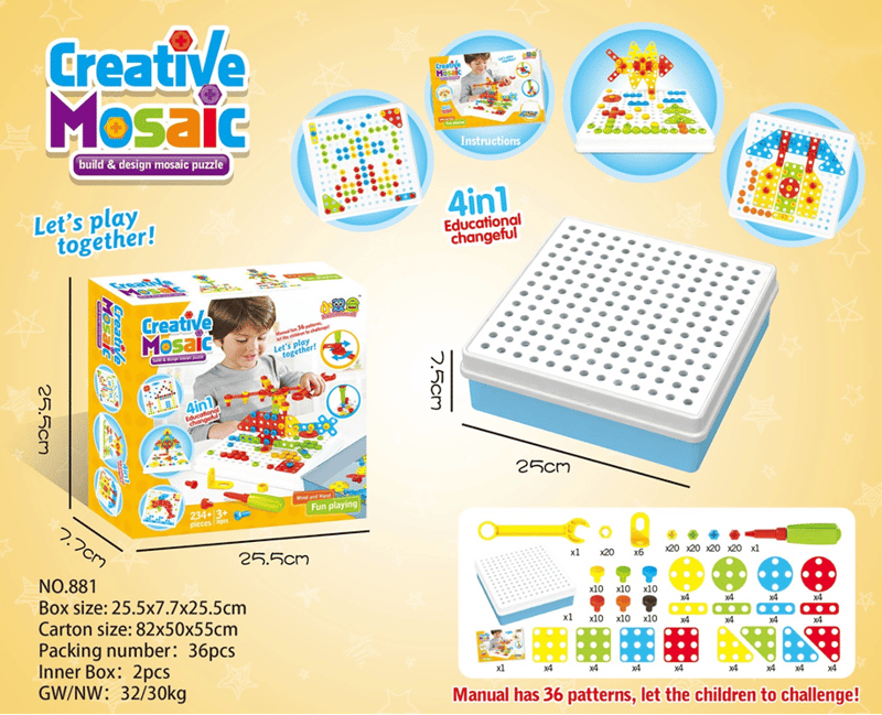 💝 Children's Educational Toy💝Creative Mosaic Drill Set