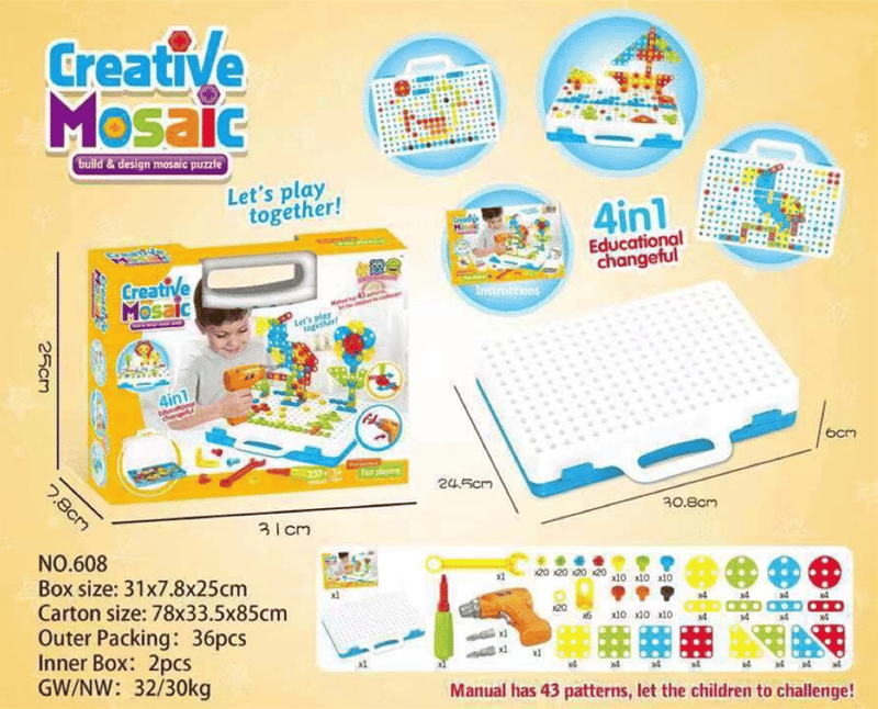 💝 Children's Educational Toy💝Creative Mosaic Drill Set